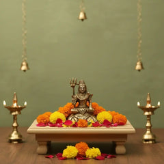 Exquisite Handcrafted Brass Idol of Lord Shiva in Meditation with Trishula Brass Ware