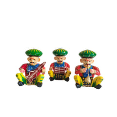 Hand-Painted Rajasthani Musician Ensemble Miniature Set Wooden Decorative