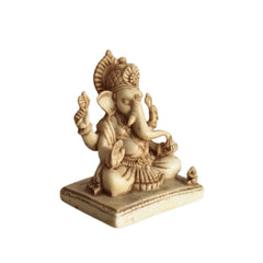 Seated Ganesha Statue in Resin with Intricate Details Wood Decorative