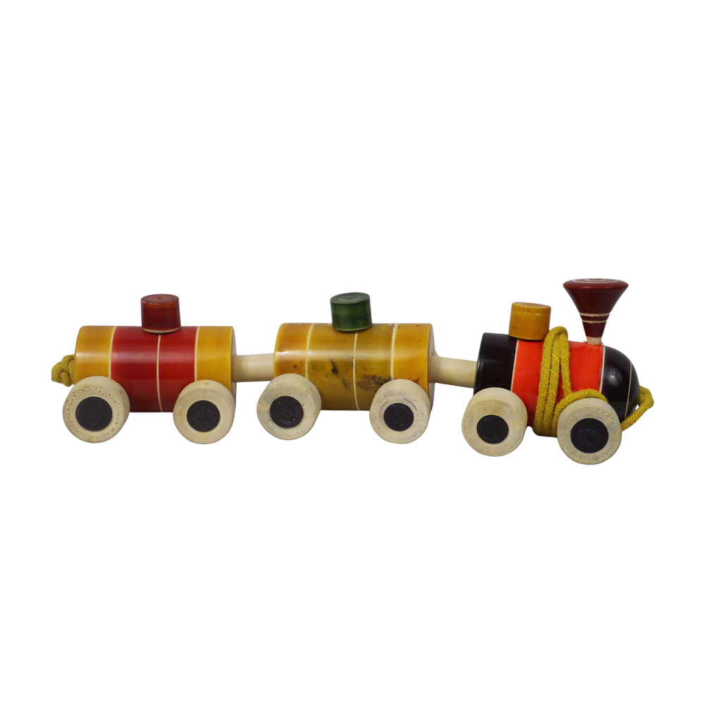 Handcrafted Channapatna wooden toy train with smooth finish