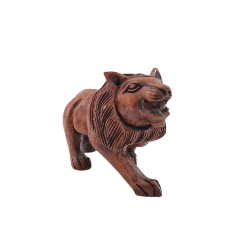 Wooden Lion Carving | Intricate Hand-Carved Animal Statue maruthi handicrafts