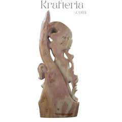 Rose Red Sculpture of Lady with Hand on Head – Grace and Elegance Soft Stone