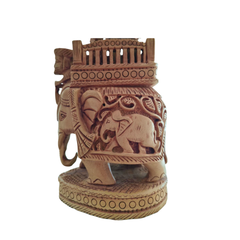 Handcrafted Ambari Elephant with Umbrella | Traditional Indian Decor