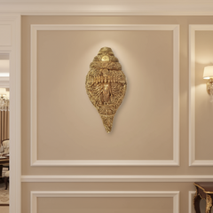 Intricately Carved Brass Shankha Wall Hanging: Divine Vishnu Dashavatara Idol