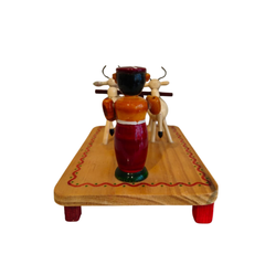 Etikoppaka Lacquer Wood Diorama - Traditional Farmer and Bull Ploughing Scene