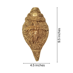 Intricately Carved Brass Shankha Wall Hanging: Divine Vishnu Dashavatara Idol