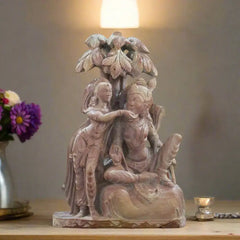 Radha Krishna Sculpture Under the Tree – Eternal Love in Nature Soft Stone
