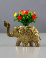 Brass Elephant Idol for Vastu, Prosperity, and Good Luck