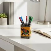 Colorful Handcrafted Pen Holder | Decorative Office Accessory maruthi handicrafts
