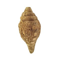 Intricately Carved Brass Shankha Wall Hanging: Divine Vishnu Dashavatara Idol Brass Ware