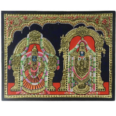 Handpainted Balaji Padmavathi Thanjavur Painting – Vibrant & Detailed