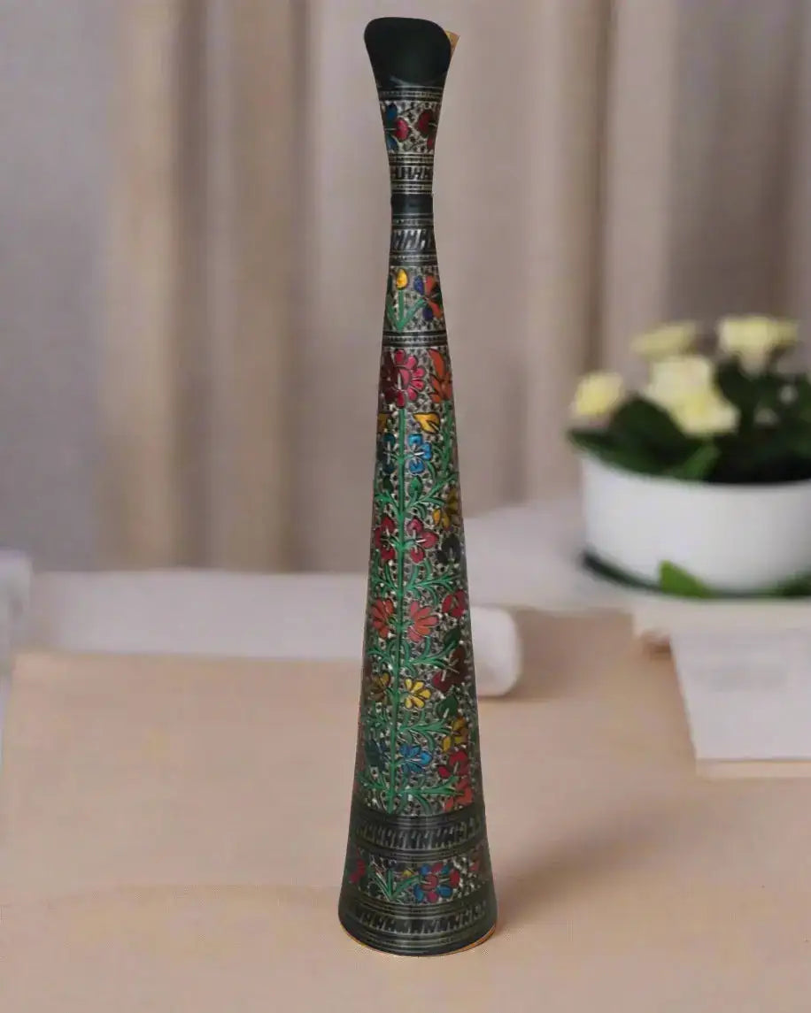 Antique-Finish Brass Flower Vase – Inspired by Indian Heritage Brass Ware