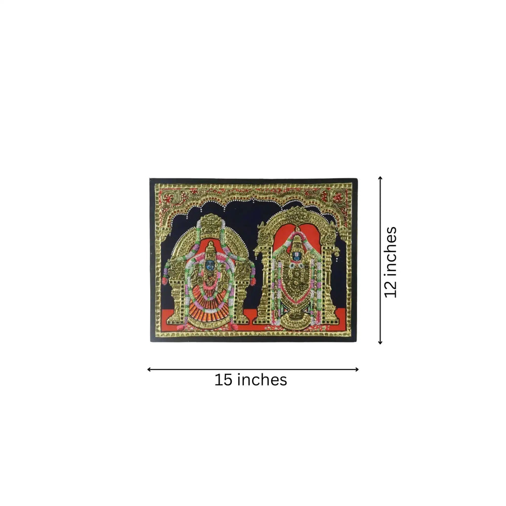 Handpainted Balaji Padmavathi Thanjavur Painting – Vibrant & Detailed Paintings