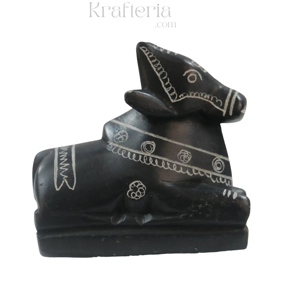 Nandi Idol in Soft Stone – Traditional Temple Decor belur shanker