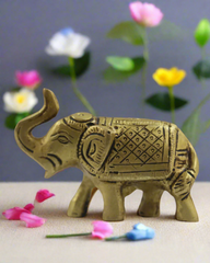 Brass Elephant Idol for Vastu, Prosperity, and Good Luck