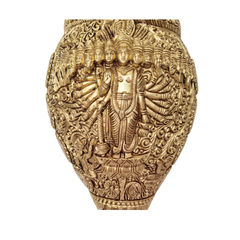 Intricately Carved Brass Shankha Wall Hanging: Divine Vishnu Dashavatara Idol