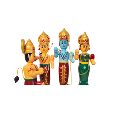 Etikoppaka Ram Darbar-Wooden Statue of Lord Rama, Sita, Lakshmana, and Hanuman