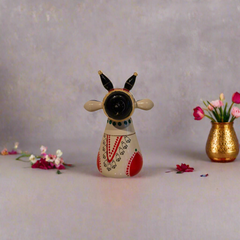 Stylized Etikoppaka Lacquer Nandi/Bull - White and Red