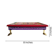 Hand-Painted Wooden Pooja Stool (Chowki) with Traditional Design
