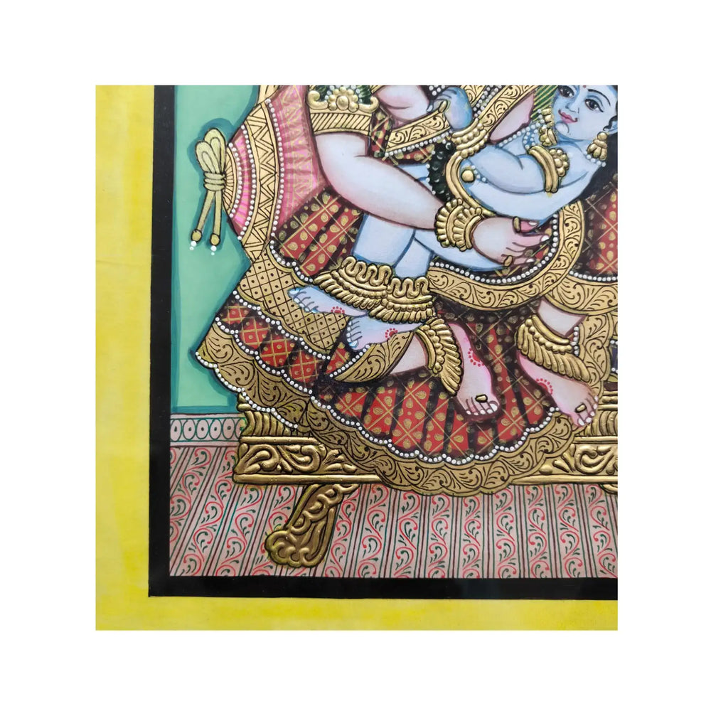 Mysore Yashodha With Krishna Painting | 22KT Gold Leaf Paintings