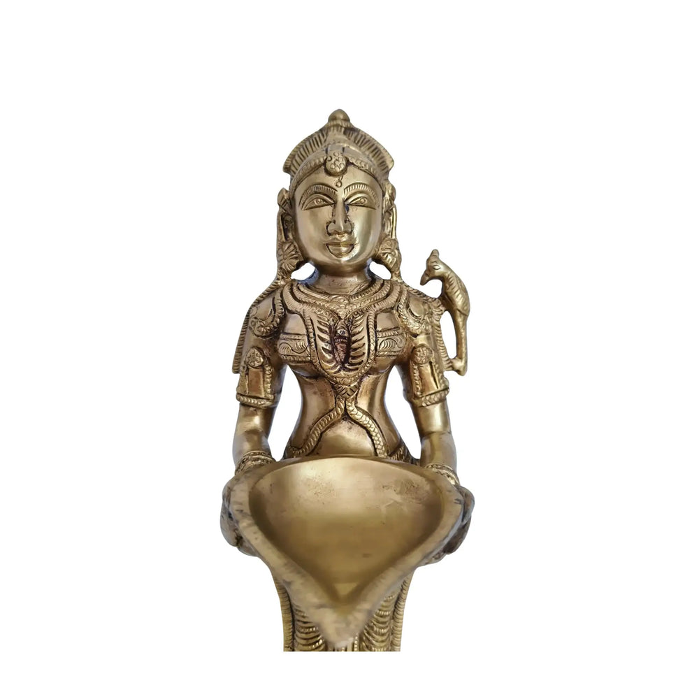 Elegantly Sculpted Brass Deepa Lakshmi Statue (Lady with Lamp) Brass Ware