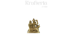 Brass Shiva, Parvati & Ganesha Seated on Nandi Bull Brass Ware