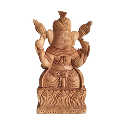 Hand-Carved Wooden Lord Ganesha Statue for Prosperity & Wisdom