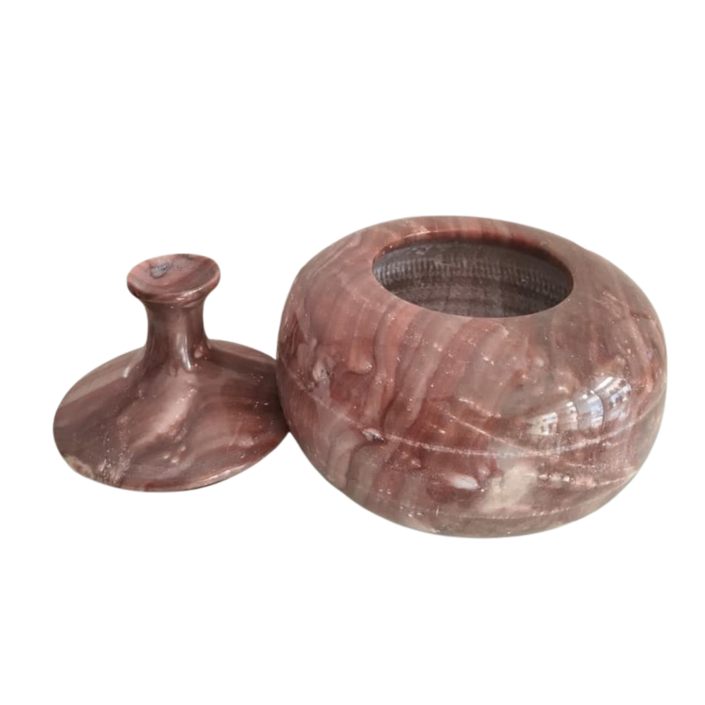 Marble Decorative Storage Jar with Lid – Luxury Stone Pot for Home Décor Marble