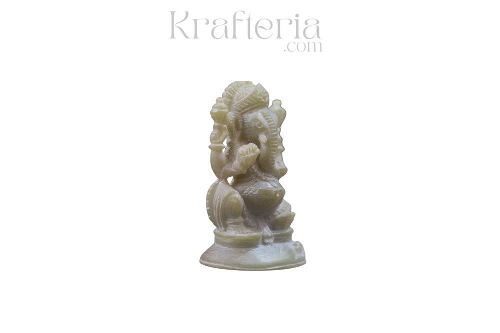 Handcrafted Ganesh Murti – Traditional Indian Spiritual Idol Marble Soft Stone