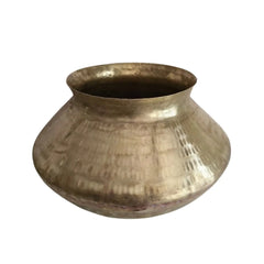 Traditional hammered brass kalash vessel for pooja rituals