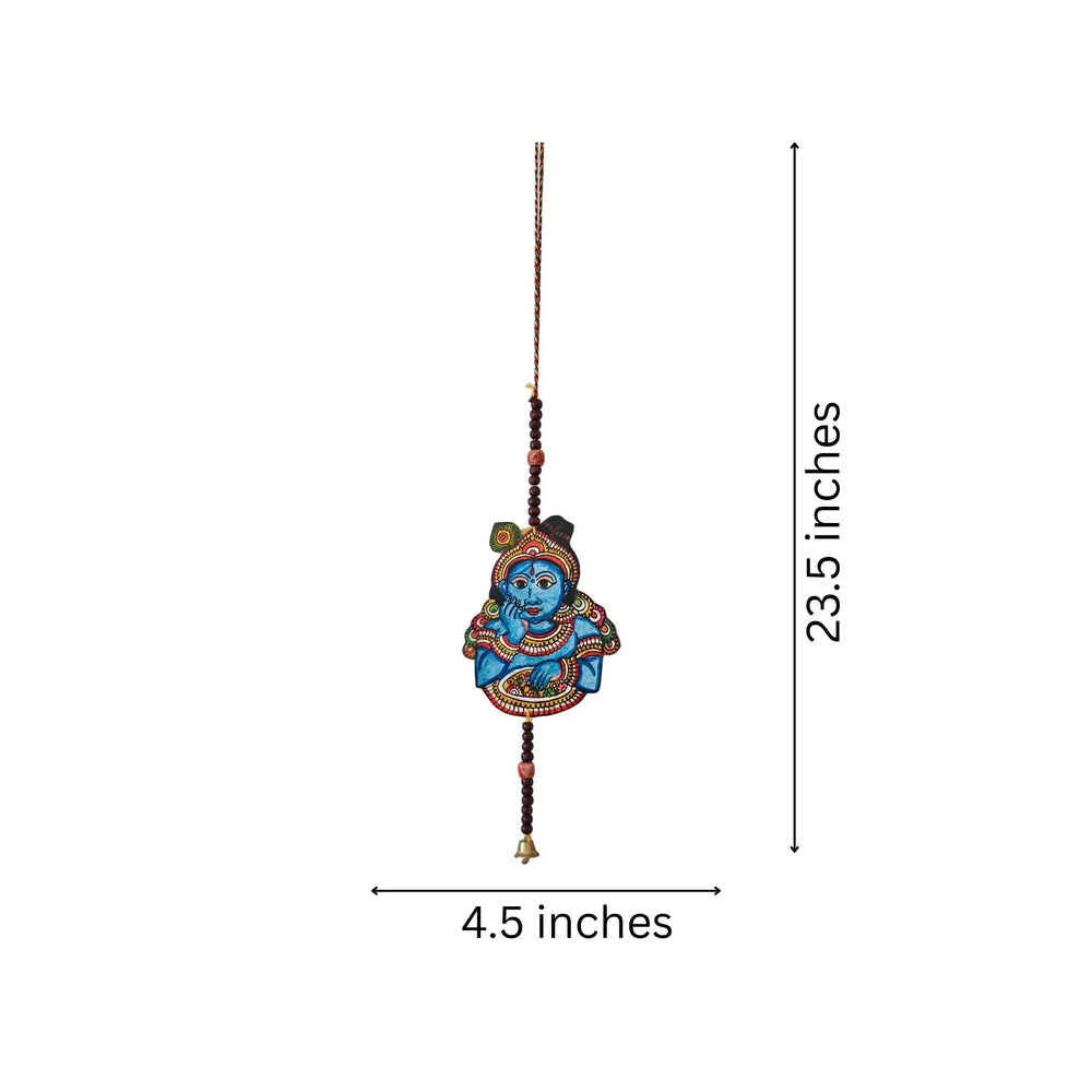 Hand-Painted Lord Krishna Leather Wall Hanging Paintings