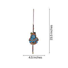 Hand-Painted Lord Krishna Leather Wall Hanging