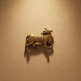 Sacred Golden Brass Nandi Bull Wall Hanging / Decor Idol Brass Ware