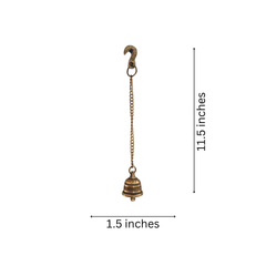 Handcrafted Antique Finish Hanging Brass Temple Bell with Chain and Hook