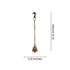 Handcrafted Antique Finish Hanging Brass Temple Bell with Chain and Hook Brass Ware