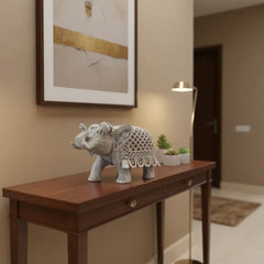 Pair of Elephants in Soft Stone – Intricate Jali Carving Handcrafted Artwork Jali Art