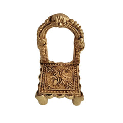 Golden Brass Simhasan (Throne) with Elegant Arch Frame Brass Ware