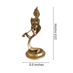 Brass Lord Krishna Playing Flute Idol Brass Ware