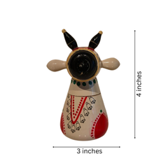 Stylized Etikoppaka Lacquer Nandi/Bull - White and Red