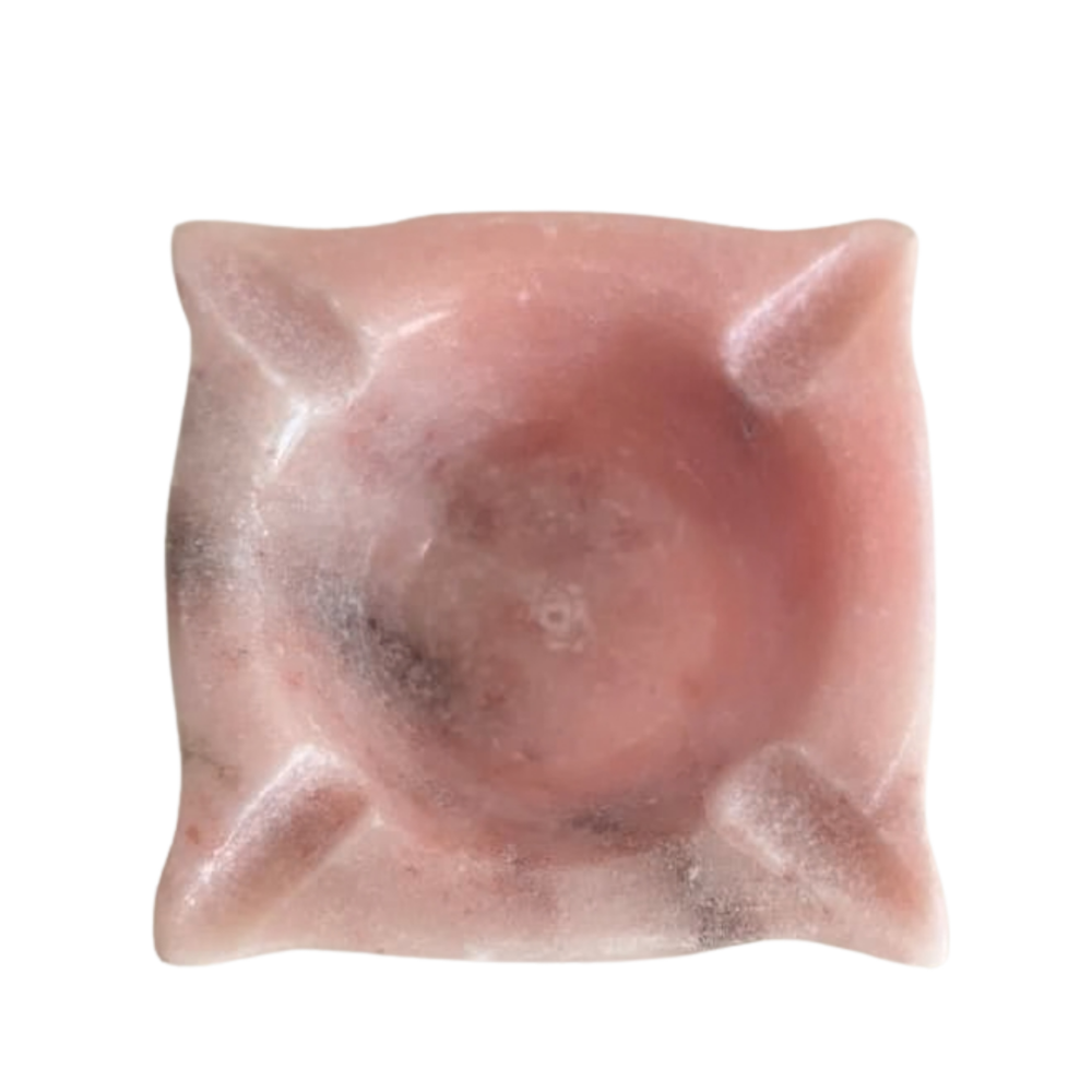 Handcrafted Floral Diya Lamp Marble Soft Stone