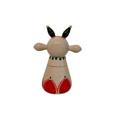 Stylized Etikoppaka Lacquer Nandi/Bull - White and Red