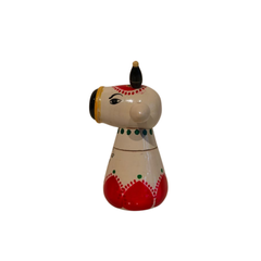 Stylized Etikoppaka Lacquer Nandi/Bull - White and Red