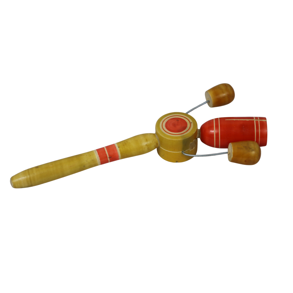 Safe natural wood Channapatna tic tic rattle toy for kids