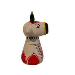 Stylized Etikoppaka Lacquer Nandi/Bull - White and Red Etikoppaka Lacquerware