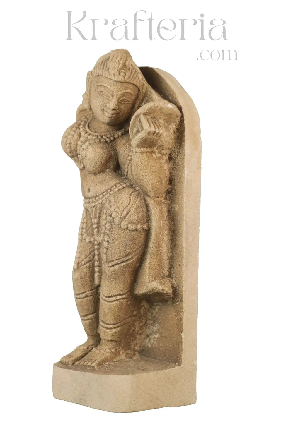 A Lady Adorning Herself with a Mirror Sand Stone