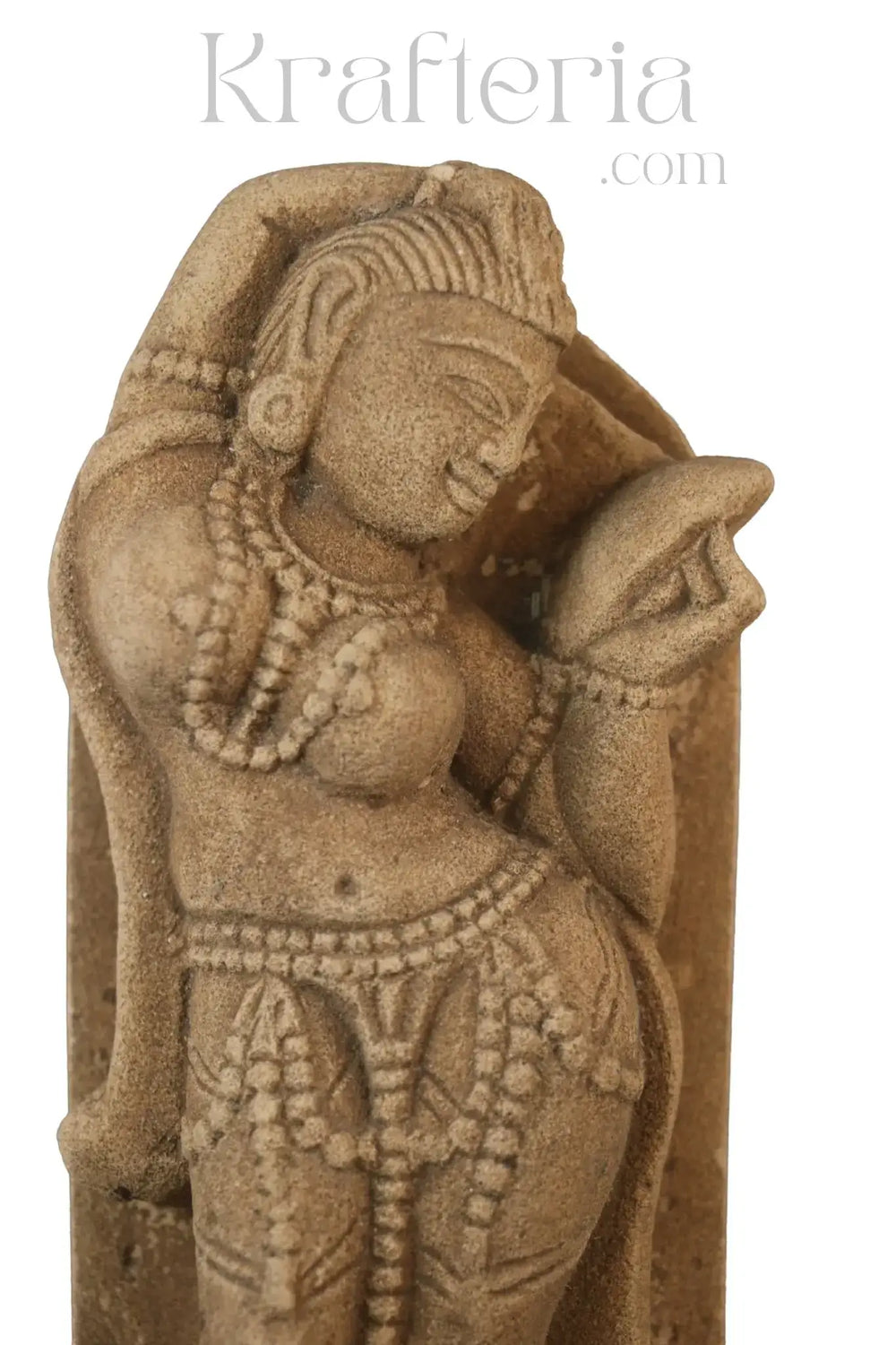 A Lady Adorning Herself with a Mirror Sand Stone