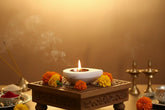 Handcrafted Marble Diya – Oil Lamp for Pooja & Home Décor Marble