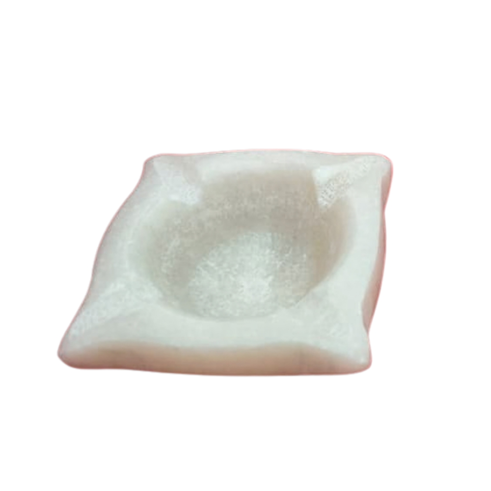 Handcrafted Floral Diya Lamp Marble Soft Stone