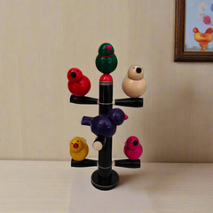 Vibrant Etikoppaka Lacquer Bird Stand - Handcrafted Wooden