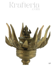 Handcrafted Brass Ganesh Idol Seated on Lotus Flower